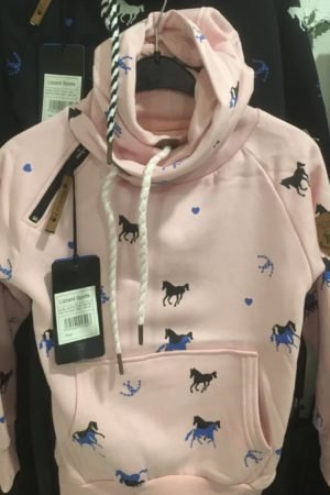 Lizzardsports SL0075 KIDS cotton hoody vest horse in pink, and navy color