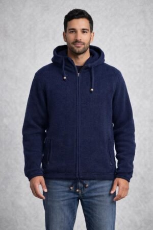 Art no-505026 100% Wool Sweater Men’s full zipper and Hood